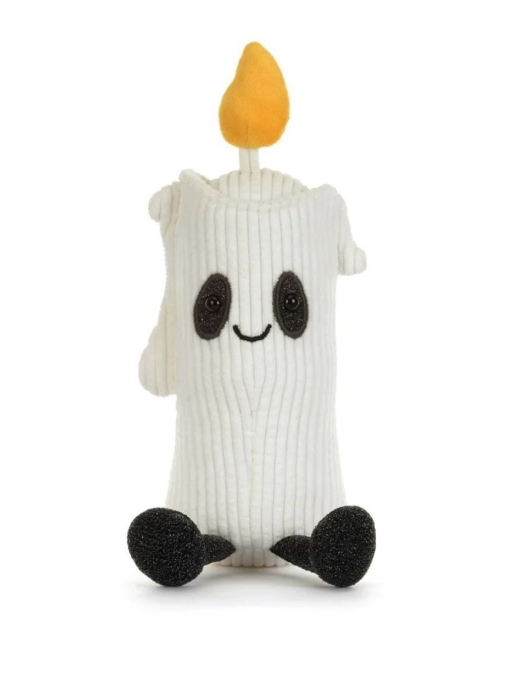 Jellycat White Candle Plush with Yellow Flame and Black Accents Amuseables